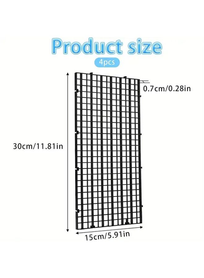 Black 4 Pack Aquarium Divider Fish Tank Separator Plastic Grid Crate Filter Partition - Image 2